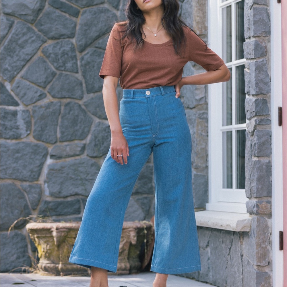 Harly Jae Pierrot medium blue wide leg jeans